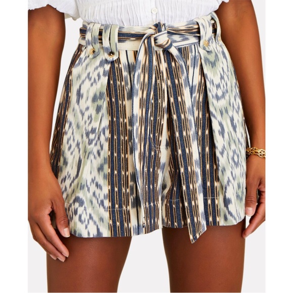 Ulla Johnson l Rafa Graphic Print Tie Waist Relaxed Fit Cotton Shorts 4 - Picture 1 of 7